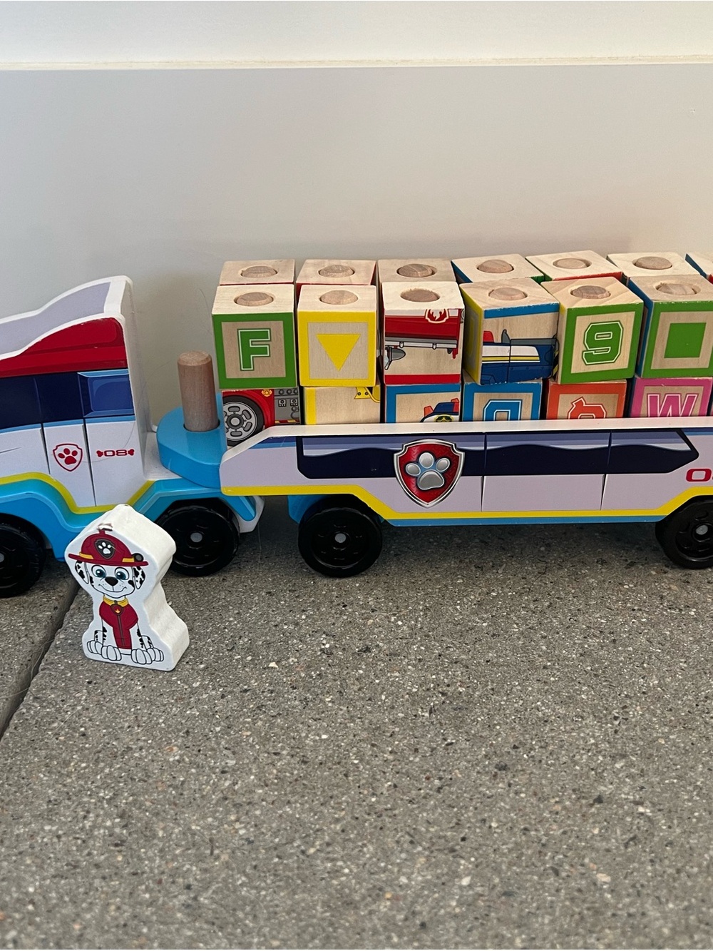 Paw Patrol Wooden Block Rescue Truck - Blue, Red, Yellow, Green